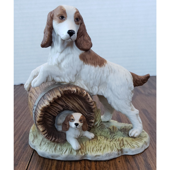 English Springer Spaniel Mom and Pup 5 Inch Porcelain Dog Figurine - Picture 1 of 7